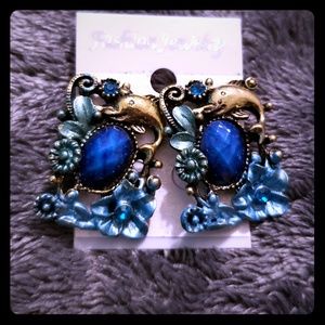 GORGEOUS Mermaid style Blue Dolphin Earrings